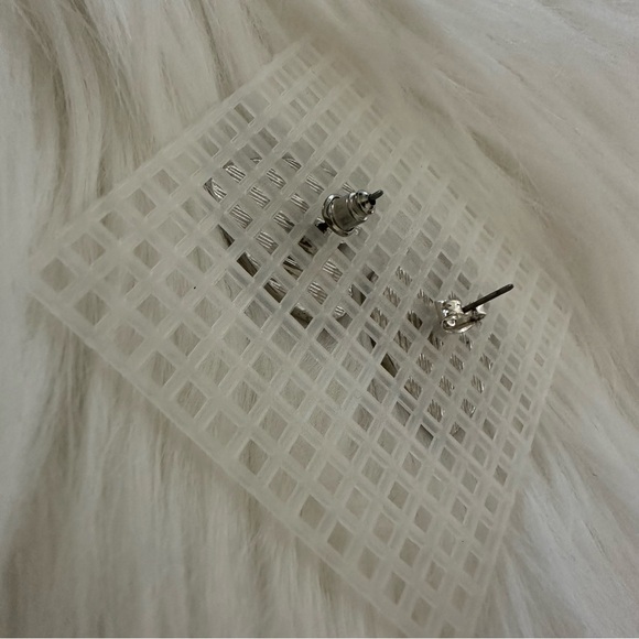 1” Enamel Black & Silver Heart Pierced Earrings - Picture 3 of 5